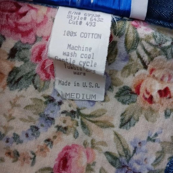 Vintage Womens M Jacket Lightweight Chambray Floral Peony Alice Martin Zip Up - Picture 8 of 16